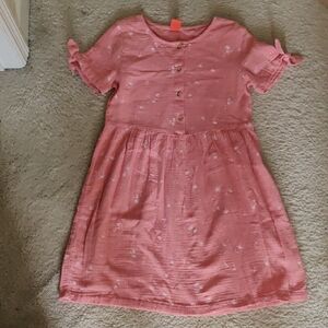 Joe Fresh Pink Girls 10/12 Large Short Sleeves Dress Muslin Cotton